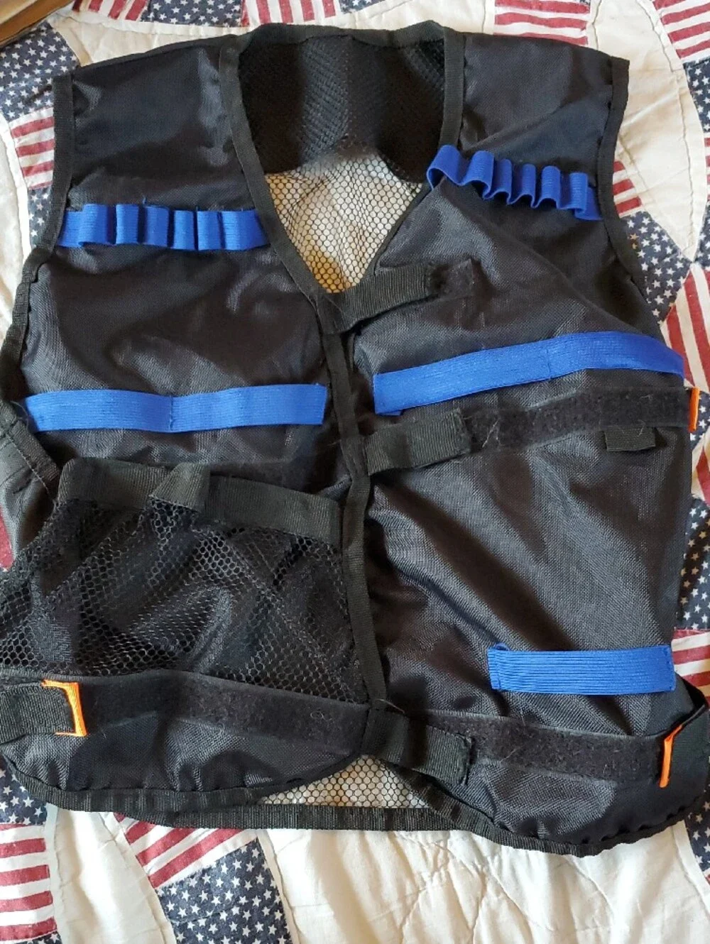 Kids Black Foam Dart Vest with Blue and Orange Accents